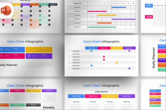 Gantt Chart PowerPoint Infographic Template